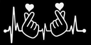 Finger Snap Heart Heartbeat Lifeline Kpop vinyl decal sticker white 6"